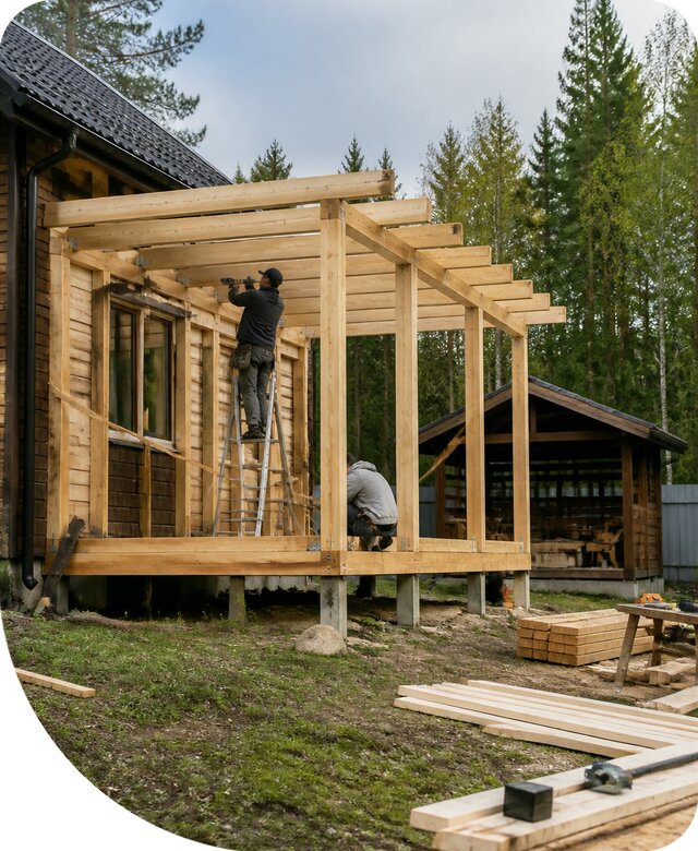 Строительство пристроек и построек на участке в Отрадном