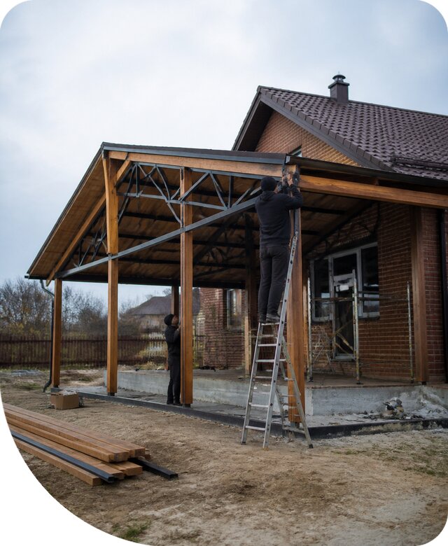 Пристройка навеса к дому и участку в Отрадном под ключ