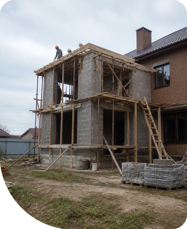 Двухэтажная пристройка в Отрадном строительство и монтаж